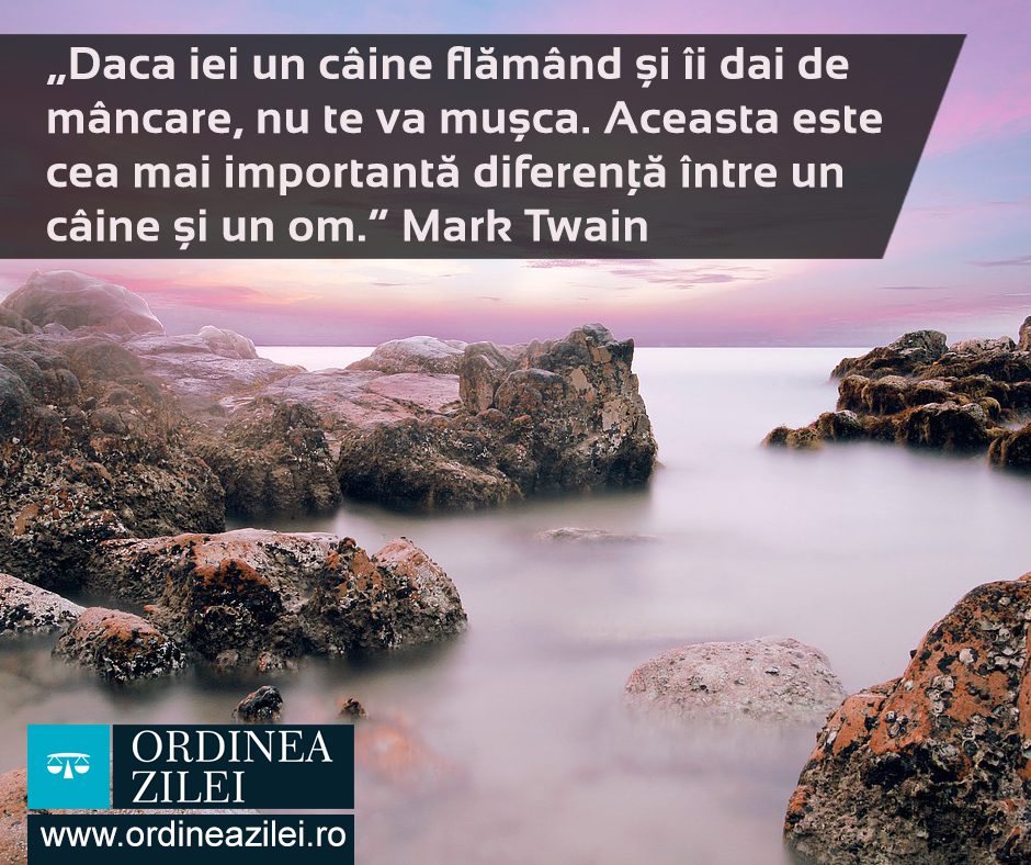 CITATUL ZILEI. Daca iei un câine flămând și îi dai de mâncare, nu te va mușca. Aceasta este cea mai importantă diferență între un câine și un om