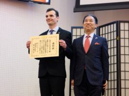 Șerban Georgescu a primit Diploma Ambasadorului Japoniei în România